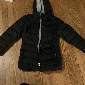 Lands End Girls Size Xs  5 6 Coat Black Fleece Lined Warm Jacket